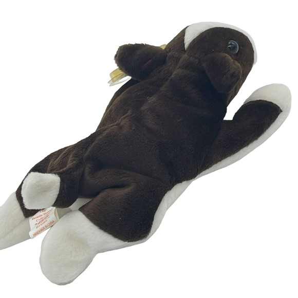 Ty Beanie Babies Baby1997 BRUNO Chocolate Brown Bull Terrier Dog Tush Tag Stamp - Picture 4 of 10